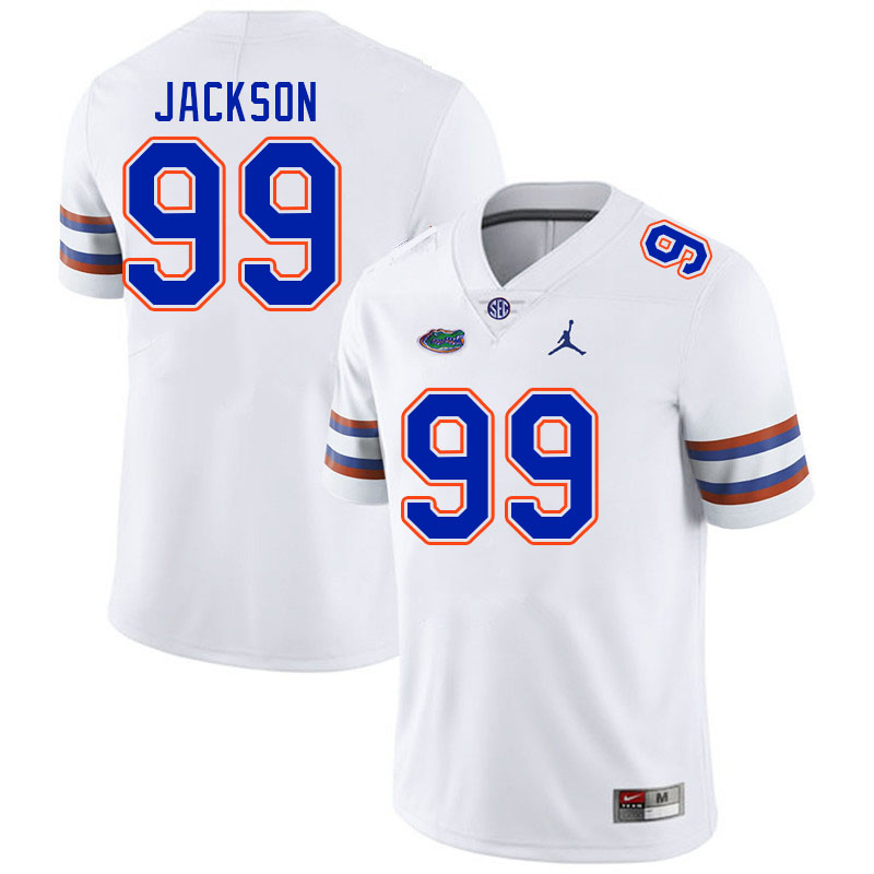 Men #99 Cam Jackson Florida Gators College Football Jerseys Stitched-White - Click Image to Close